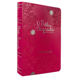 Bíblia Sagrada Letra Jumbo | ARC | Harpa Avivada e Corinhos | Capa PU Luxo Jardim Pink em Oferta na Shopee