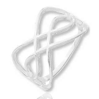 Anel Feminino Prata Duplo Infinito Transado Delicado em Oferta na Shopee