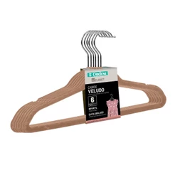 Cabide de Veludo Infantil Bege 28cm My Closet Ordene 6 Unidades