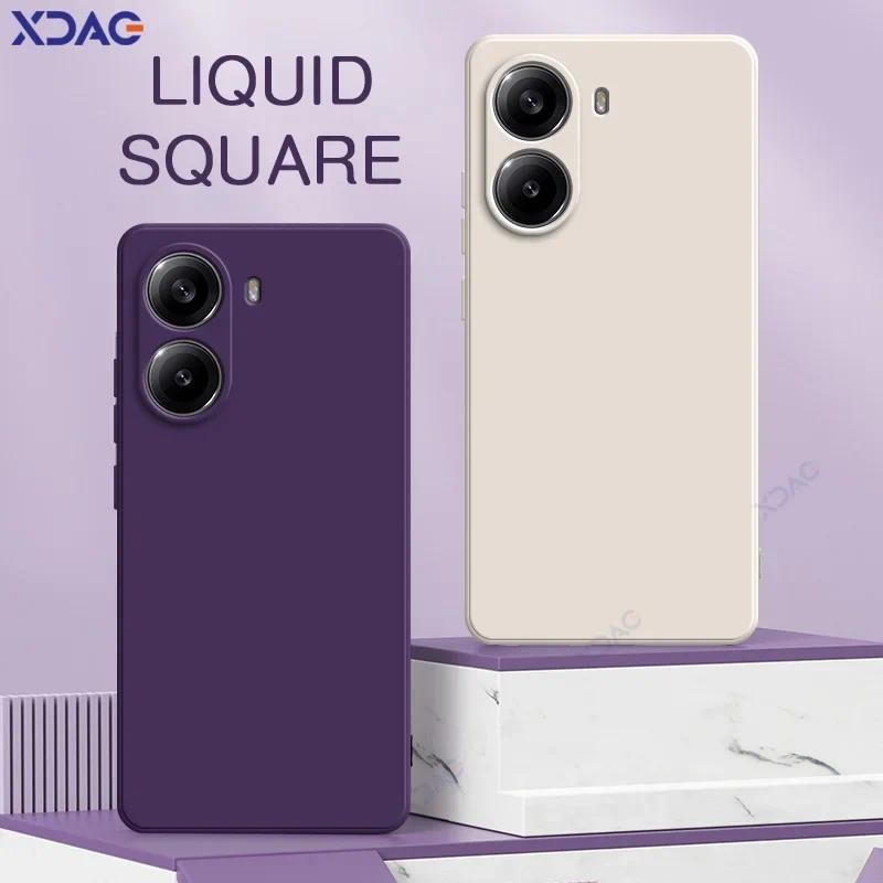 Original Quadrado Líquido Silicone Casos De Telefone Para Xiaomi POCO X7 Pro POCOX7Pro 5G 360 Macio Protetor À Prova De
