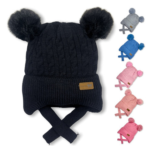 Touca De inverno Frio para Bebe Gorro De Lã Infantil Forrada c/ Pompom Menina Menino Estilo Ovelhinha