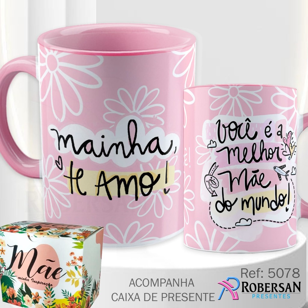 Caneca Dia Das Mães Premium Porcelana Xicara Presente Colorida Branca