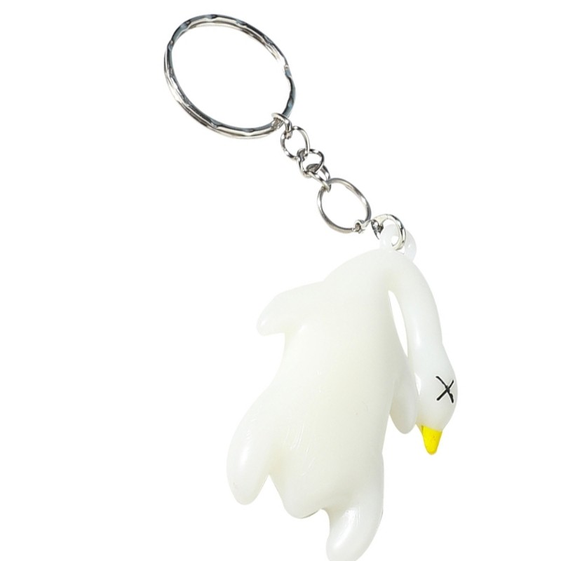 Estone Adorável Pato Pingente De Carro Com Luz Solar Ativada Mudança De Cor Engraçado Animal Chaveiro Acessórios Pendura