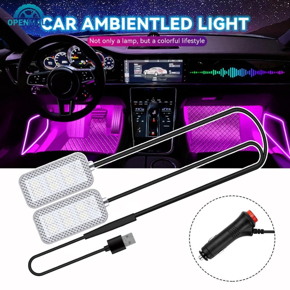 OPENMALL 2 Pçs/Set 12V/5V USB LED Interior Do Carro Atmosfera Backlight Ambiente Humor Pé Luz Lâmpada Decorativa Acessór