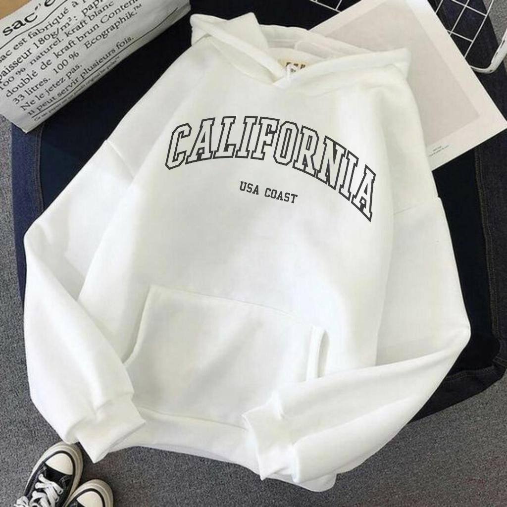Moletom Masculino canguru flanelado estampado.CALIFORNIA usa coast Blusa de Frio Unissex