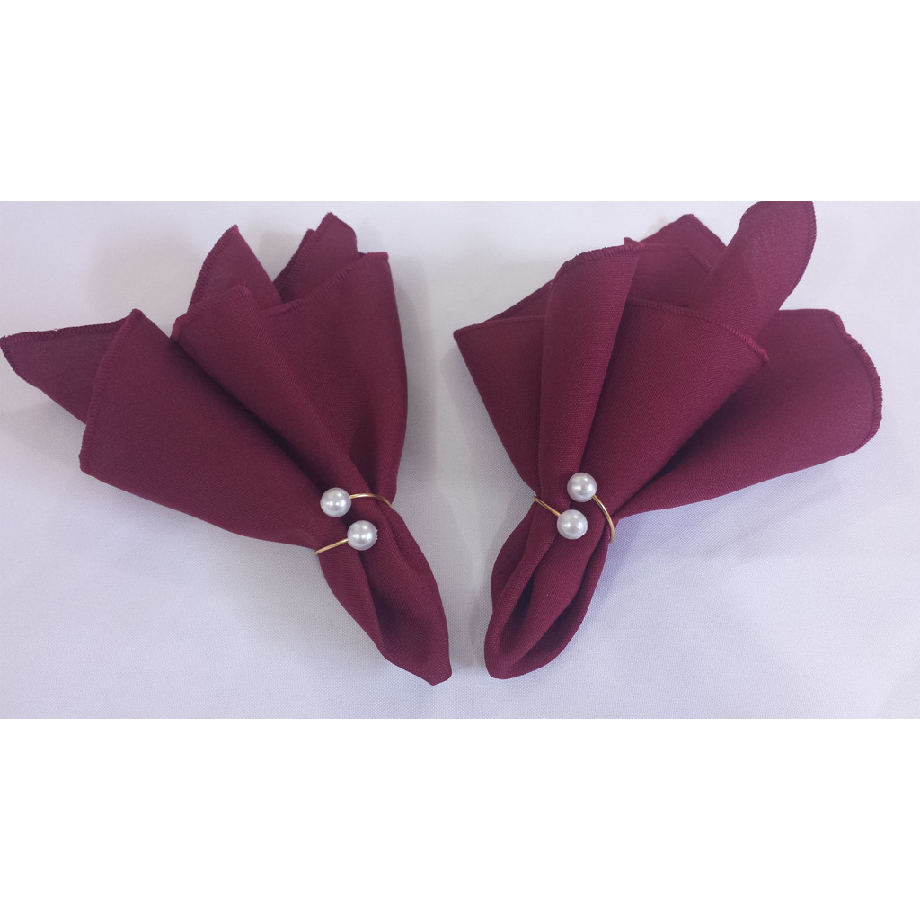kit 6 Guardanapos Marsala Tecido Oxford 35x35 com 6 PG Pérola