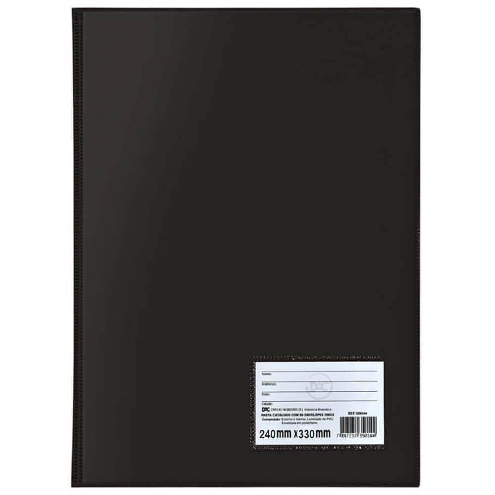 Pasta Catalogo Com 50 Envelopes Medios Preta (Ref. 1053) Dac
