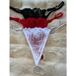 Calcinha Tailandesa pérola lingerie tule bordado