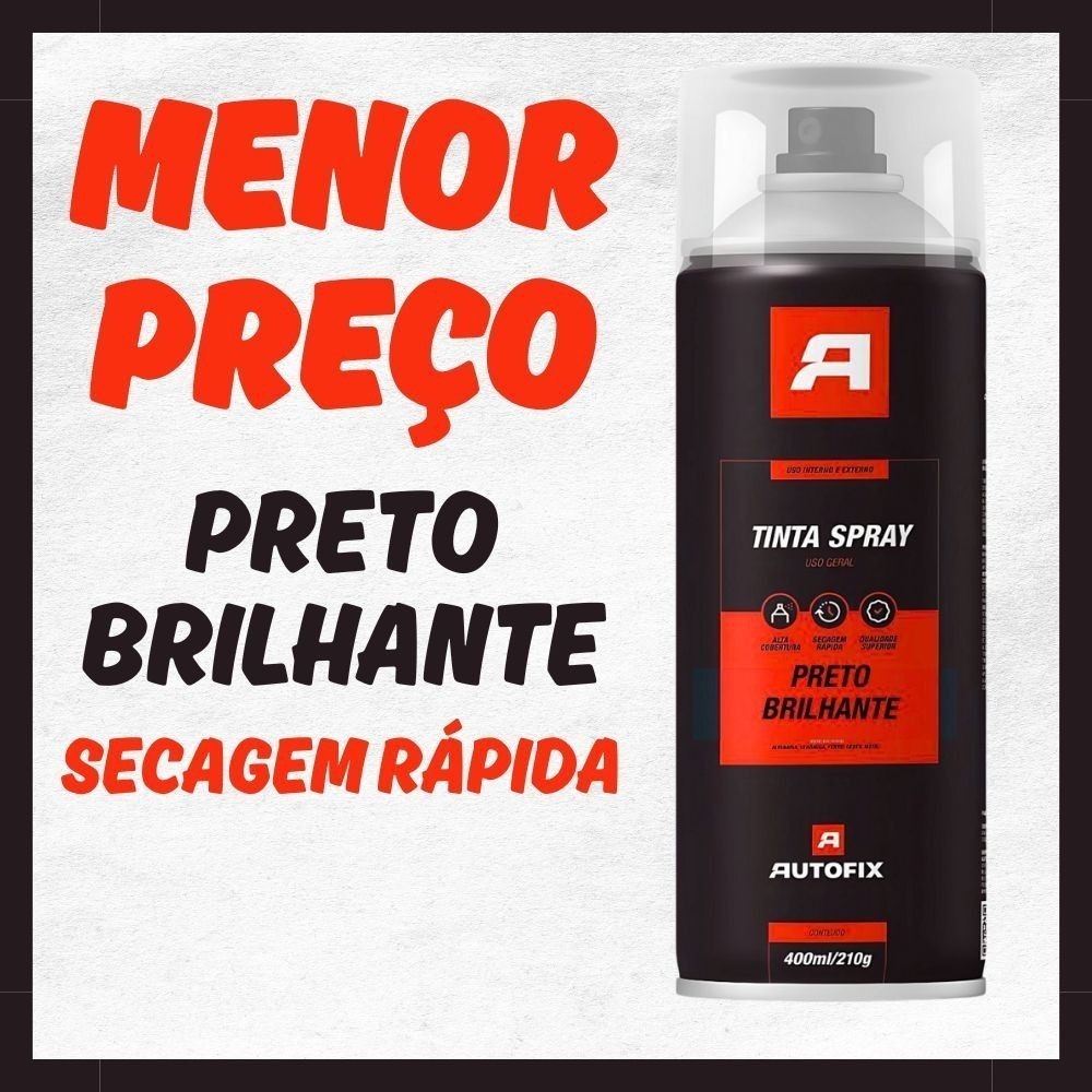 Tinta Spray Preto Brilhante 400ml – Alta Qualidade Alta Cobertura Versátil OK MAX