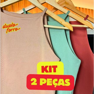 KIT 2 Regata Blusinha Feminina Alcinha Fina Suplex Duplo Blogueira Tendencia em Oferta na Shopee