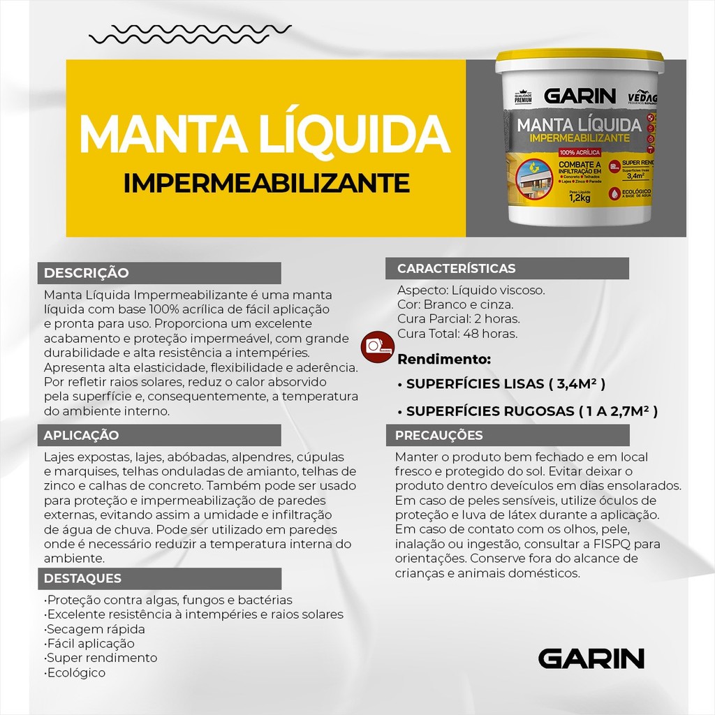 Detalhes do Manta Emborrachada Cinza Borracha Liquida Lajes e Telhados Manta Impermeabilizante Cinza 1,2Kg