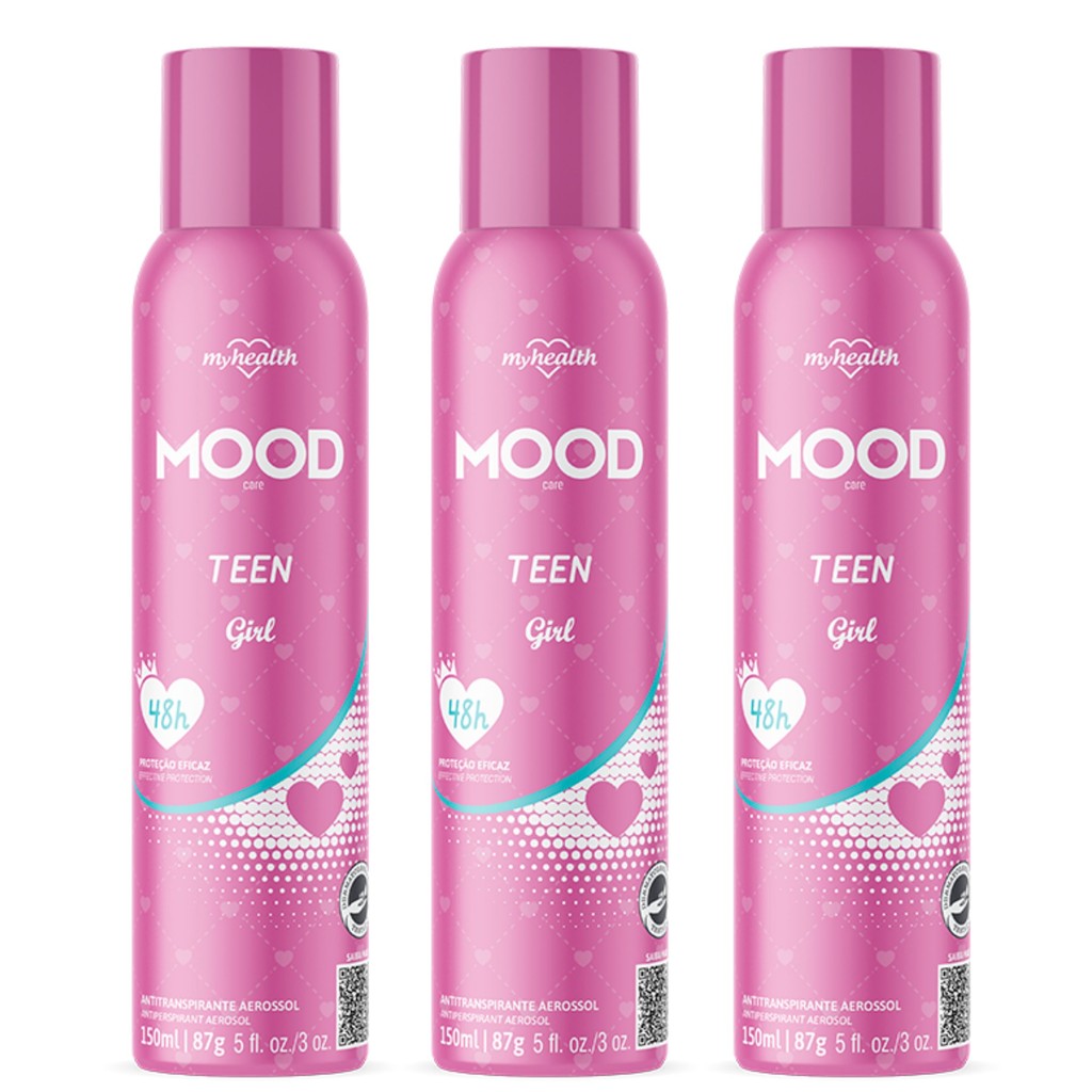Kit 3 Desodorante Teen Girl Mood Care 150Ml - My Health em Oferta na Shopee