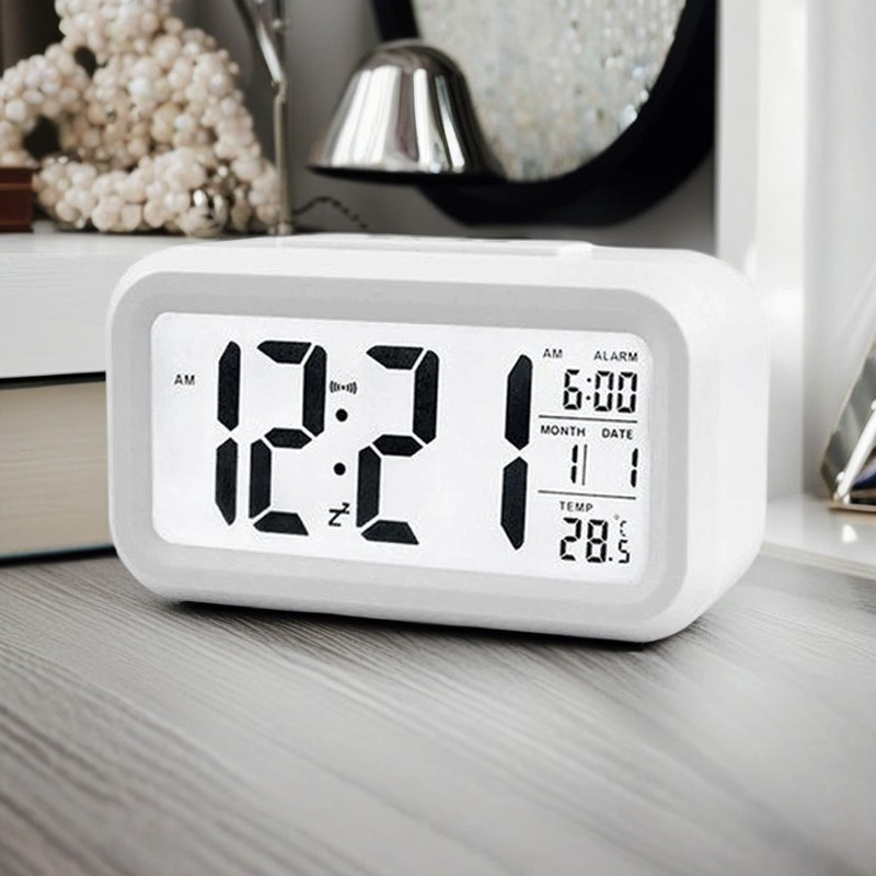 Eletrônica Mini Música Despertador Digital Temperatura Eletrônico Led Relógio Retroiluminado Silencioso Desktop