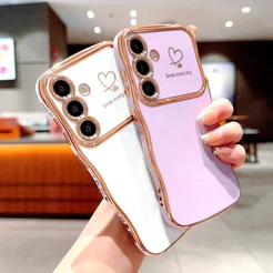 Chapeamento Macio TPU Caso Para Samsung Galaxy A55 A54 A16 A15 A14 A25 A35 A34 5G A24 Lado Amor Coração Capa