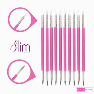 Kit 10 Palito Duplo 105 Cutícula Manicure Pedicure Cutelaria Unha ROSA Silicone Esterilizável Inox Slim em Oferta na Shopee