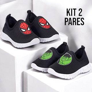Kit 2 Pares Tênis Infantil Menino Personagens Confortável Calce Fácil Leve Casual Escola Dia Dia em Oferta na Shopee