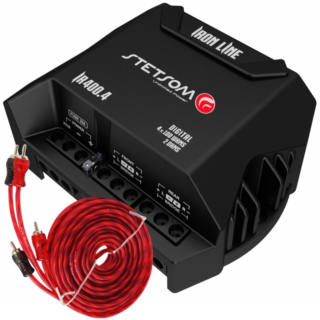 Módulo Stetsom IR400.4 400 Watts Rms + Cabo RCA Injetado ECO 5 Metros - Automobiles