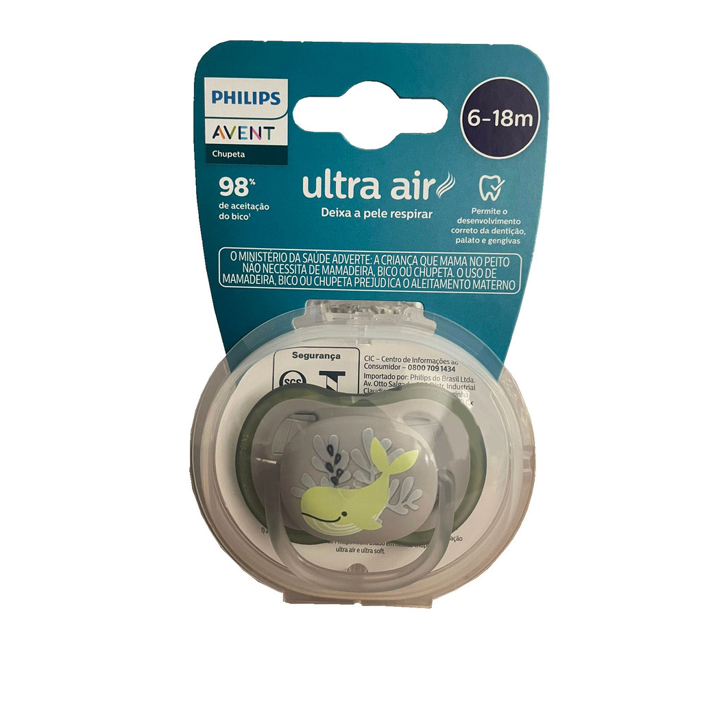 Chupeta Ultra Air 6-18m Philips Avent 0%BPA Baleia Decorada