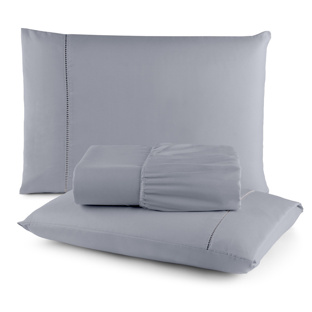Jogo Para Cama Lençol Casal 3 Peças 400 Fios Luxuoso Micropercal Ponto Palito