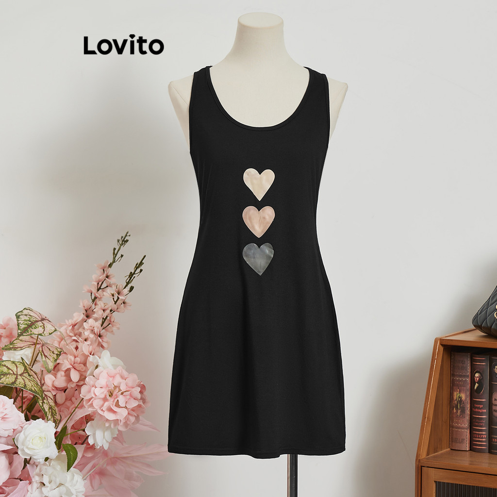 Detalhes do Lovito Vestido casual em formato de coração para mulheres LBL16112