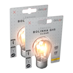 Kit 2 Lampada Led Bolinha G45 Clear 6w 2700K E27 Deluxe