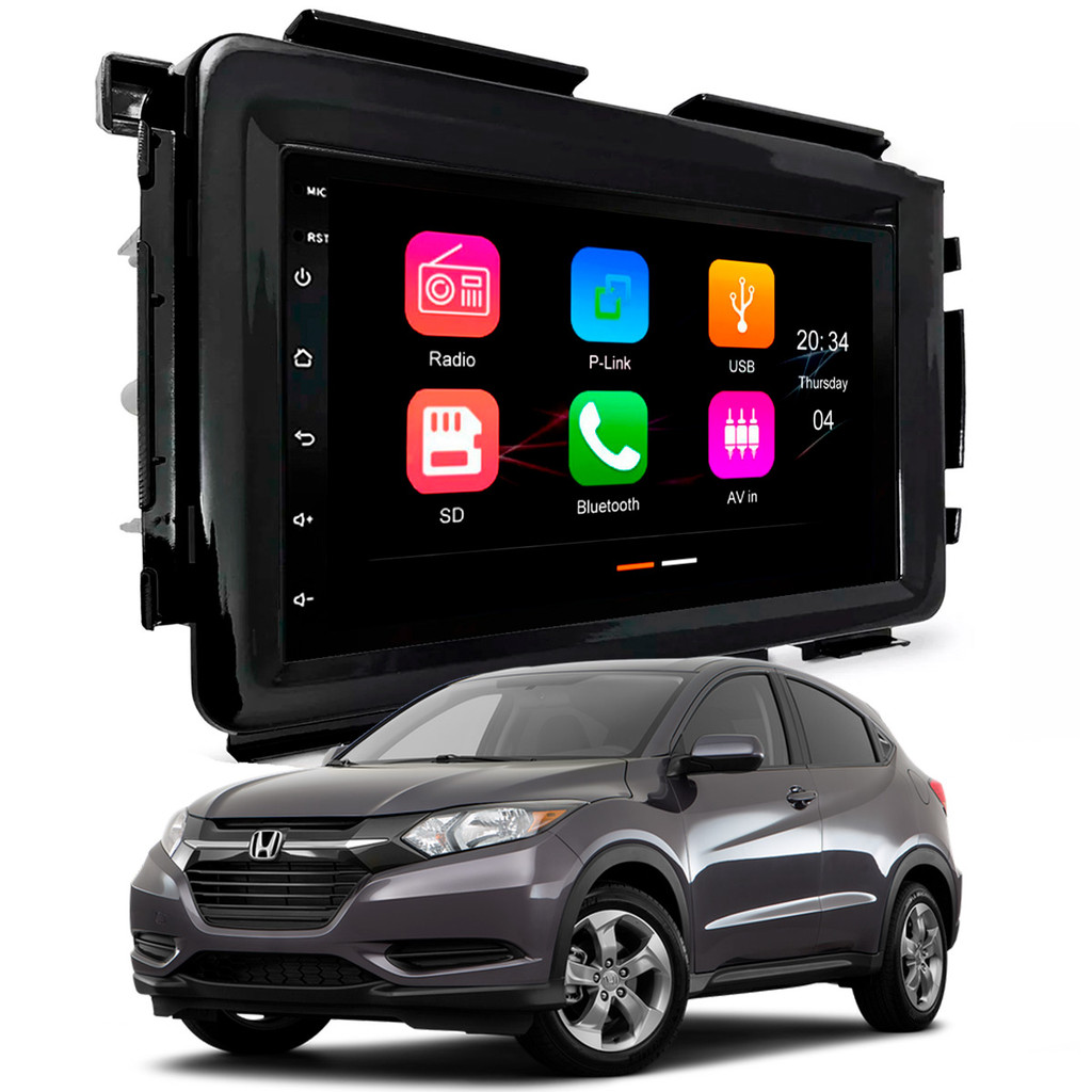 Central Multimídia 7 Polegadas MP5/BT CarPlay Android Auto + Moldura Black Piano HRV 2015/2018 AP851 em Oferta na Shopee