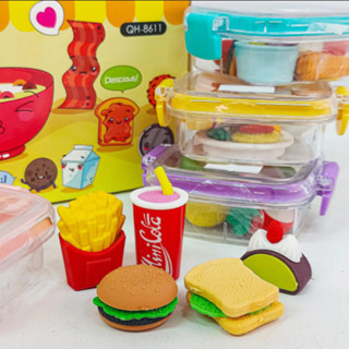 Kit Borrachas Fast Food Hambuguer Batata Realista Papelaria Fofa Material Escolar Qualidade Premium em Oferta na Shopee