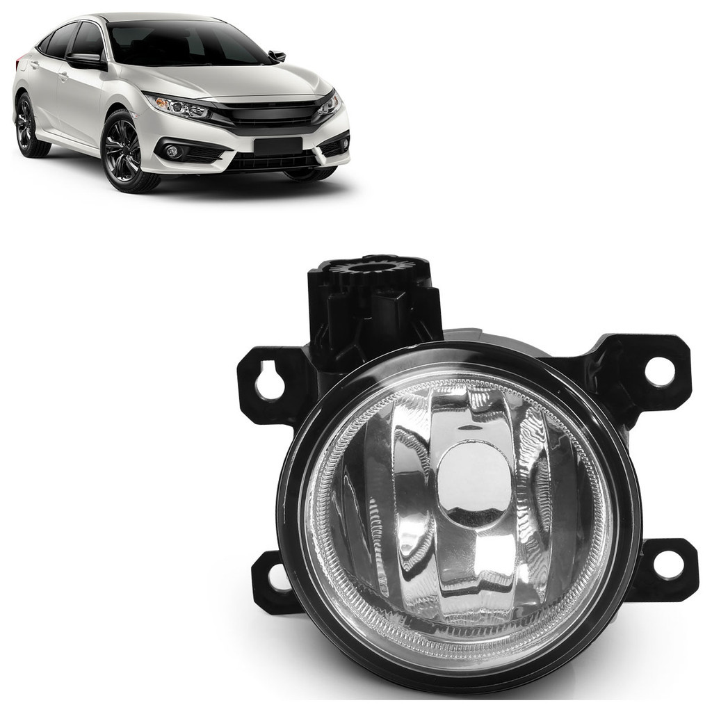 Farol Neblina New Civic 2015 2016 Neblina Carcaça Preta Lente Lisa Encaixe H11 - Spare Parts and Accessories for Vehicles