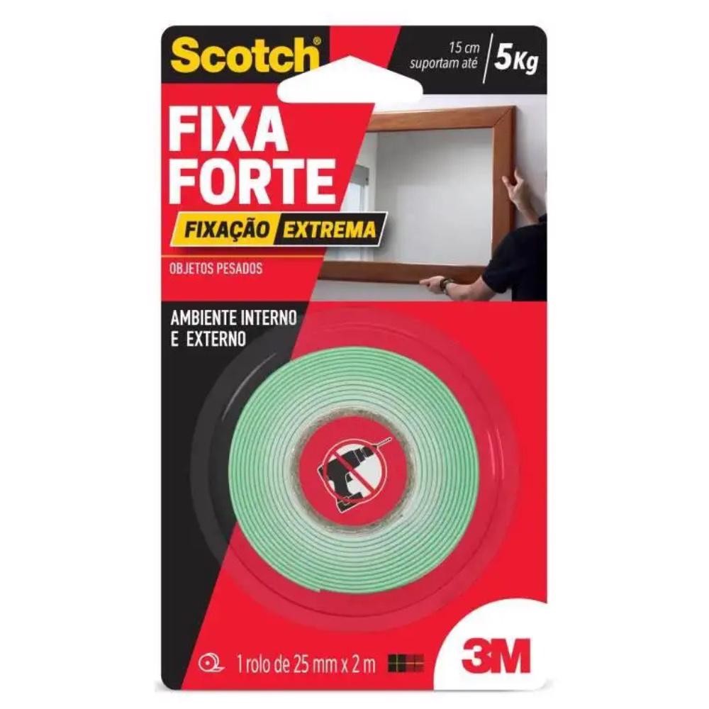 Fita Dupla Face 25 MM x 2 Metros Transparente Fixa Forte Extreme 3M - Home & Living