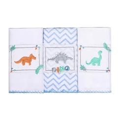Kit Pano De Boca Papi Bordados Karinho Dino - 03 Peças