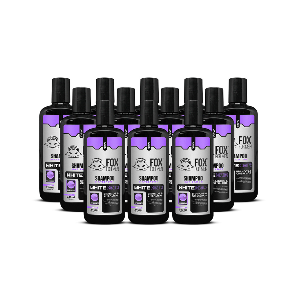 SHAMPOO MATIZADOR WHITE HAIR 240ML - 12 UNIDADES - FOX FOR MEN