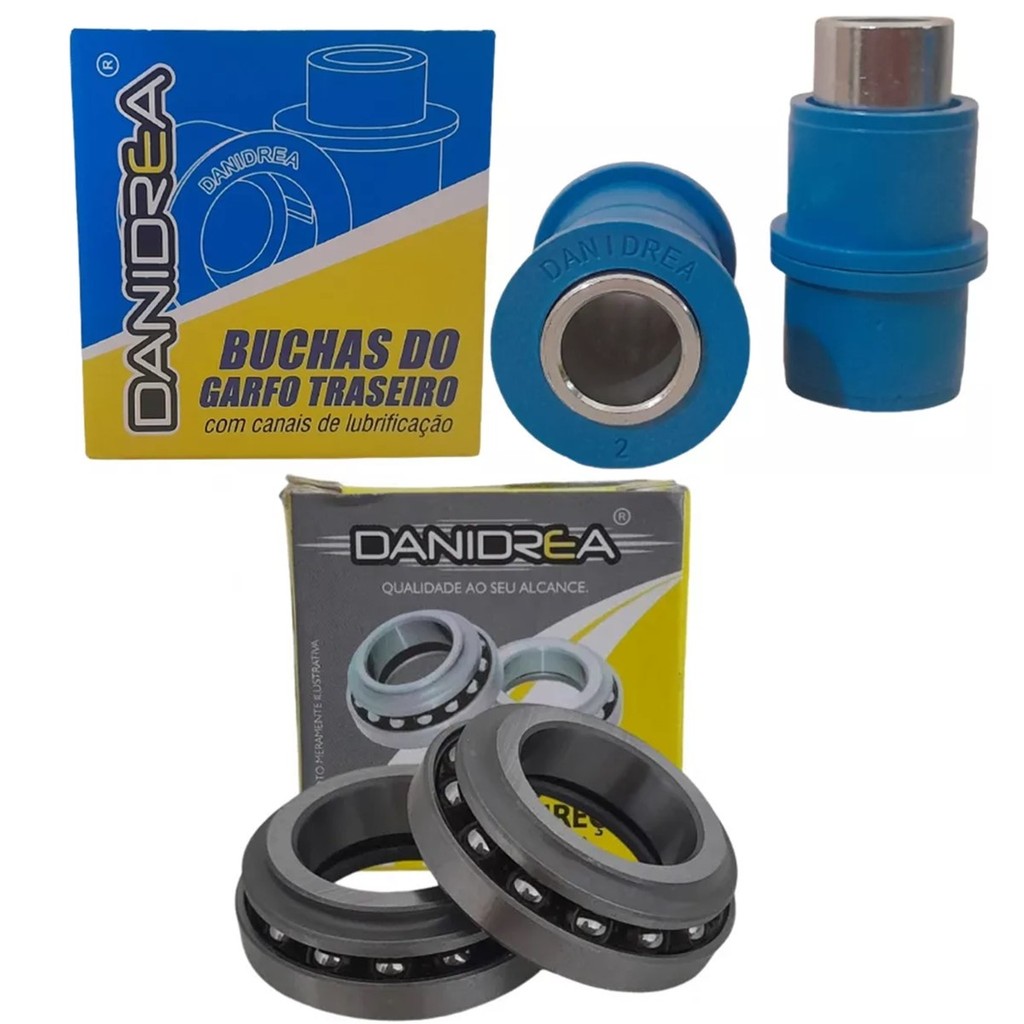 Kit Bucha Quadro Elástico, Caixa Direção Esférica Fan 125