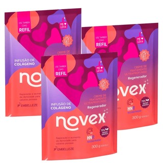 Kit 3 und Refil Creme De Tratamento Novex Infusao De Colageno 300g em Oferta na Shopee