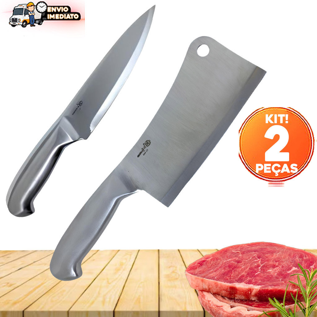 Faca Cutelo Inox N°6 E Faca Toda Em Inox N°6 Linha Texas Facas Premium Churrasco Carne Restaurante Cozinha