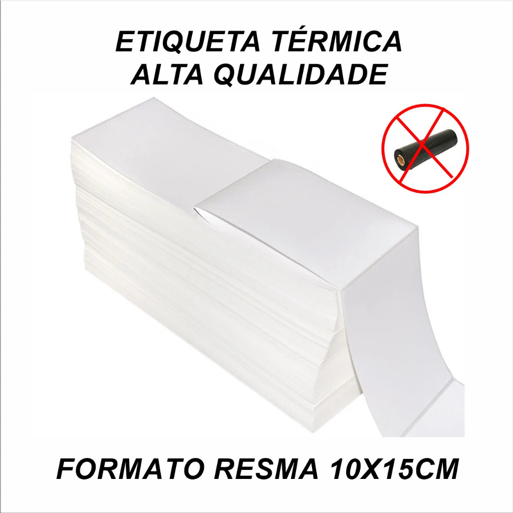 Etiqueta Térmica Sem Rolo 10x15 /100x150 Formato Resma Envios Zebra Elgin Tomate Serrilha
