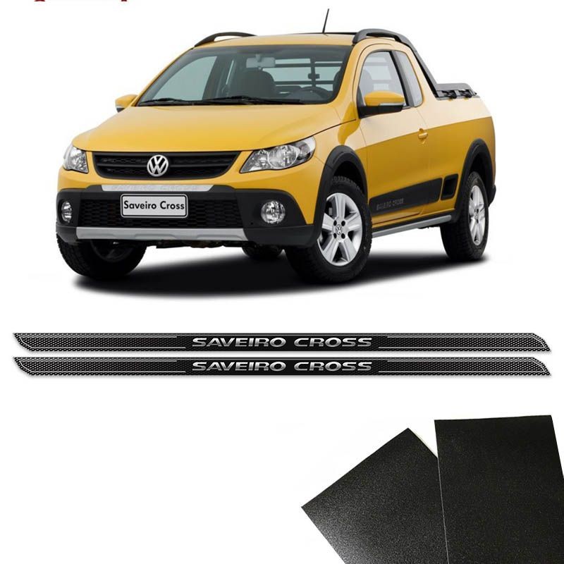 Kit Soleira Diamante Saveiro Cross 2010/2019 E Protetor De Porta