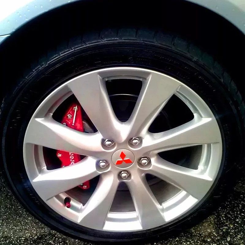 Detalhes do Kit Emblema Da Roda Lancer Vermelho Refletivo Adesivo Calota