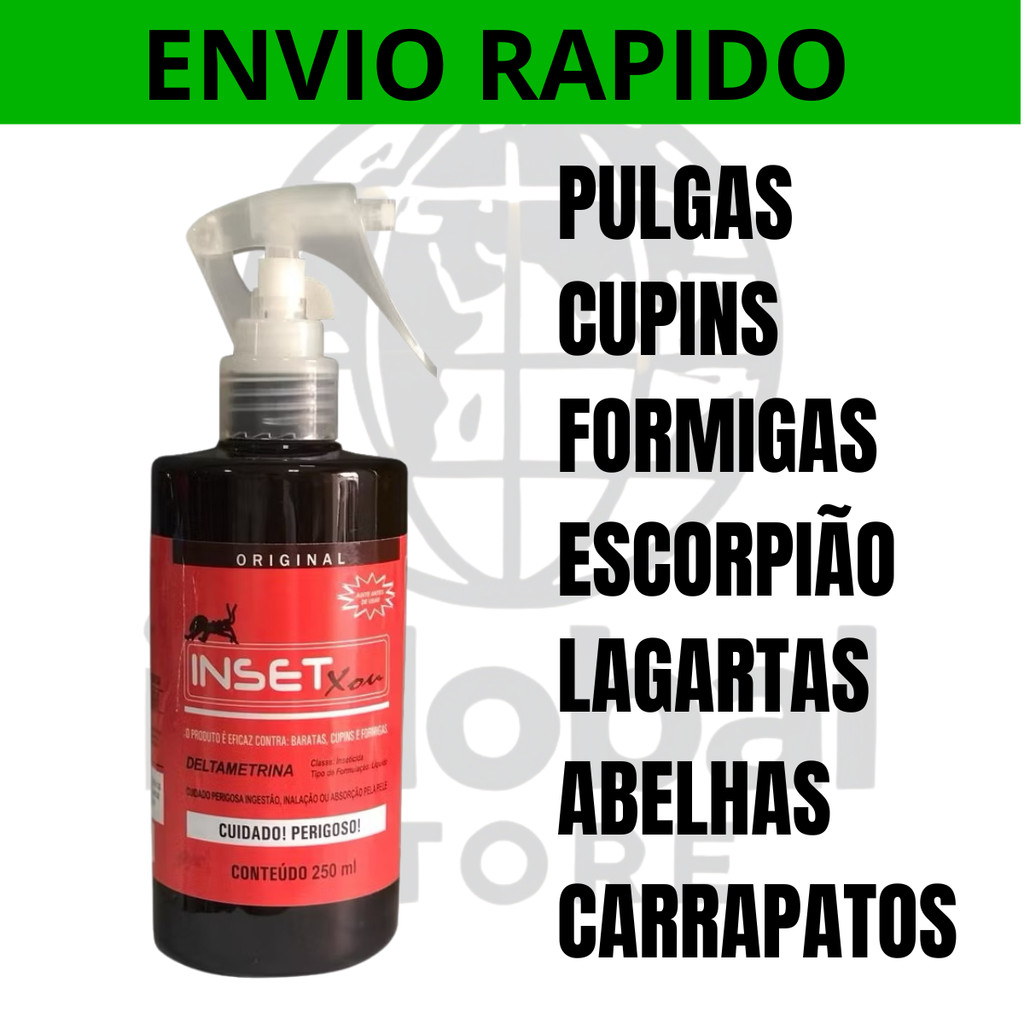 INSET xou 250ml escorpioes formigas cupim pulgas e carrapatos pronto para uso ja com borrifador inseticida domestico