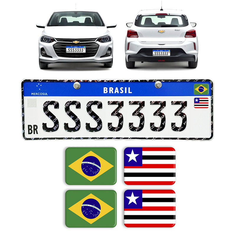 Adesivos Bandeiras Brasil/Maranhão Placa Nova Carro Resinado