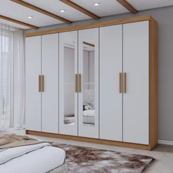 Guarda-Roupa Casal Aurora 6 Portas 2 Gavetas com Espelho
