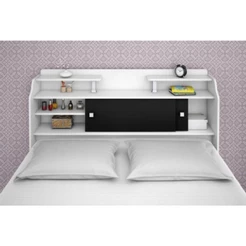 Cabeceira Box Casal Queen Elisa Branco ou Branco/Preto