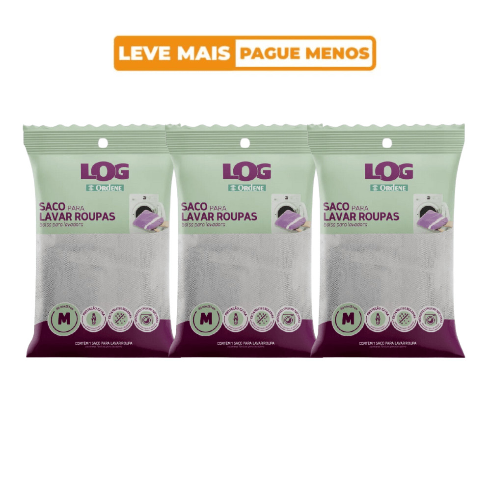 Kit Saco para Lavar Roupa Médio 3 Unidades Log Ordene em Oferta na Shopee