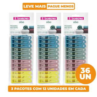 Kit Prendedor de Roupa Plástico 36 Unidades Oba Sanremo em Oferta na Shopee