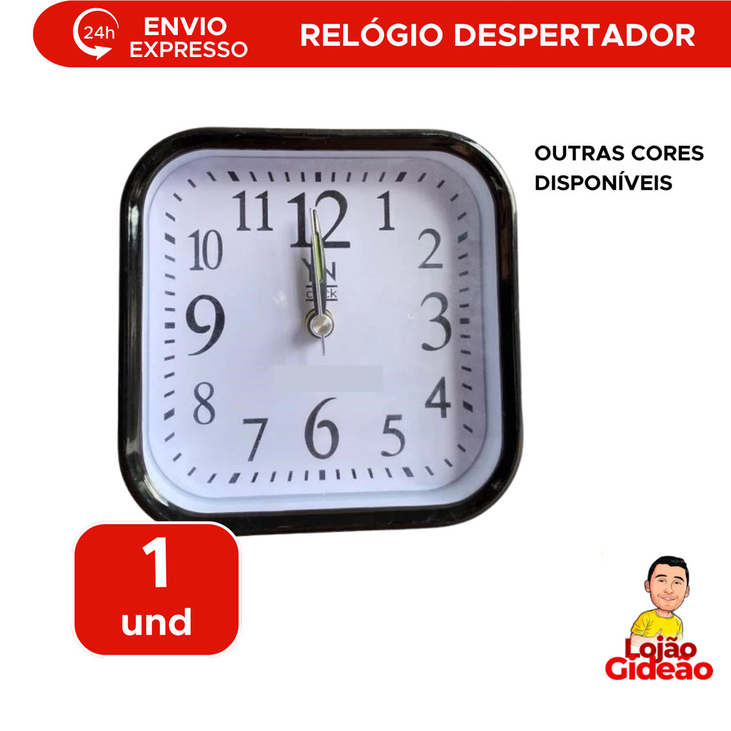 Relógio Despertador Quadrado Relógio De Cabeceira Mesa Bateria Analógico Despertador