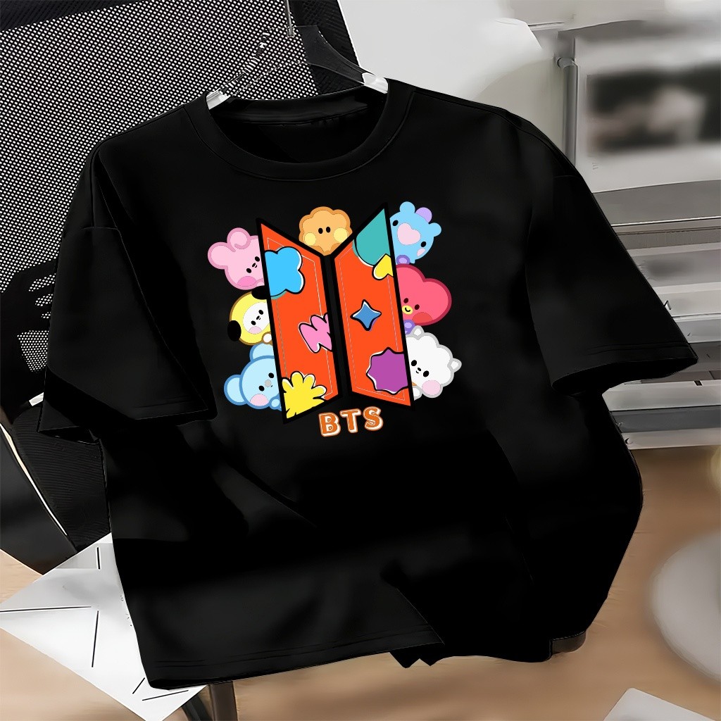 Camisa/Camiseta 100% Algodão Premium Unisexx T-shit BT21 SIMBOLO FOFO K-Pop Plus Size G1 G2 G3 G4 G5 e Infantil