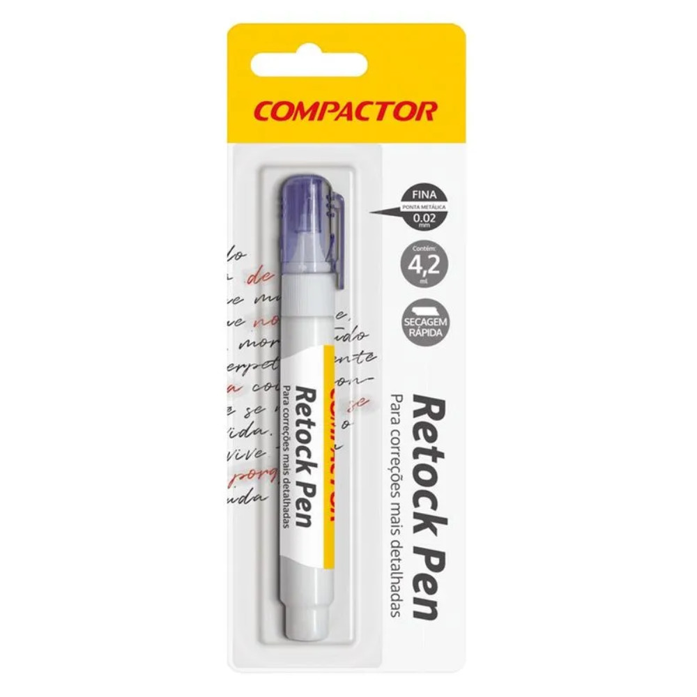 Caneta Corretora 4,2ml Ponta Fina Metálica 0.02mm Retock COMPACTOR