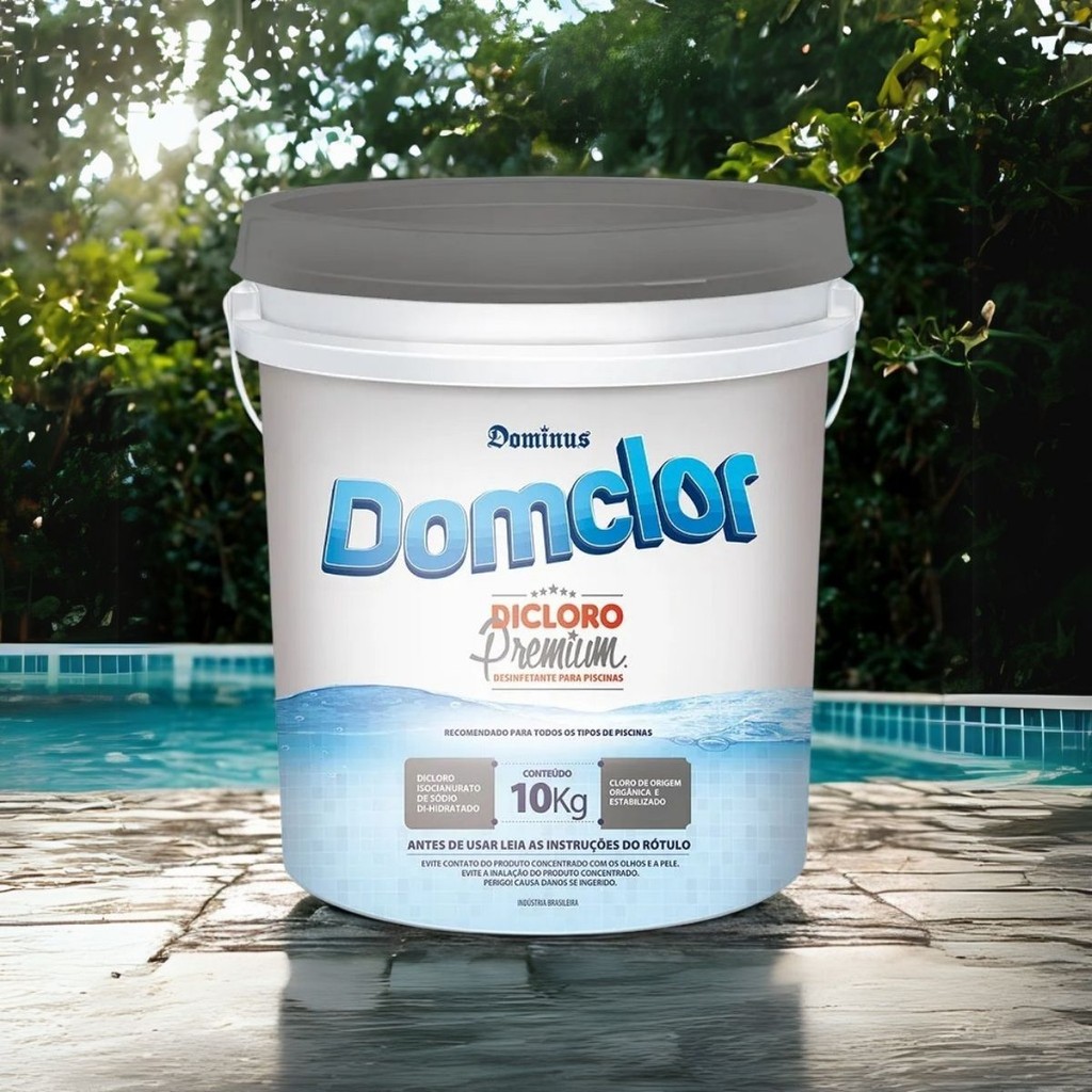 Dicloro Granulado 10kg Domclor Premium Com 56% Cloro  Estabilizado Para Piscina
