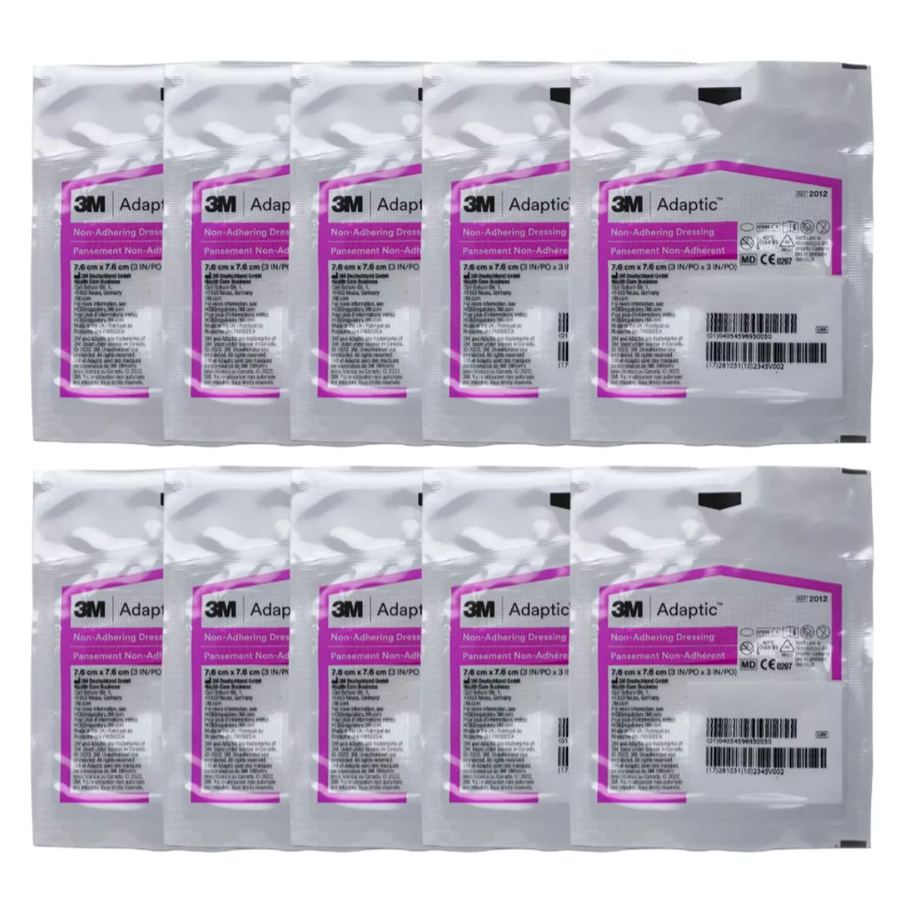 10 Curativos Adaptic Não Aderente 7,6x7,6cm - 3m Feridas Estéril Confortável