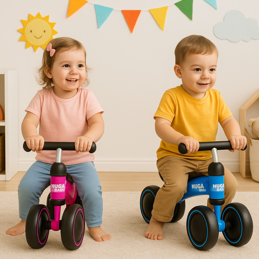 Bicicleta De Equilíbrio 4 Rodas Bebê Sem Pedal Criança Infantil Buba