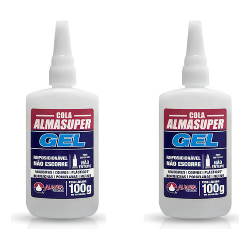 2 Unidades Cola Almasuper Gel 100g Instantânea Marceneiro Cor Transparente em Oferta na Shopee
